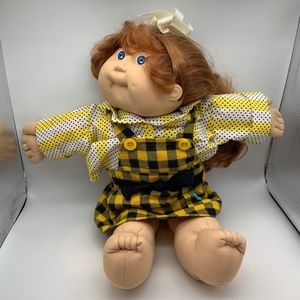 Vintage Cabbage Patch Kids Red Head & Blue Eyed Girl Original Plaid Outfit